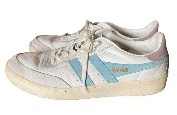 Gola Falcon White Blue Lavender Leather Classic Sneakers size 10 - Image 4