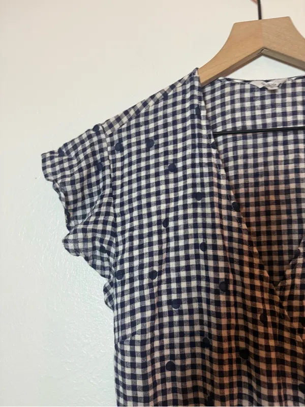 Rails Leanne Wrap Dress in Navy Gingham Dots‎ - Image 3