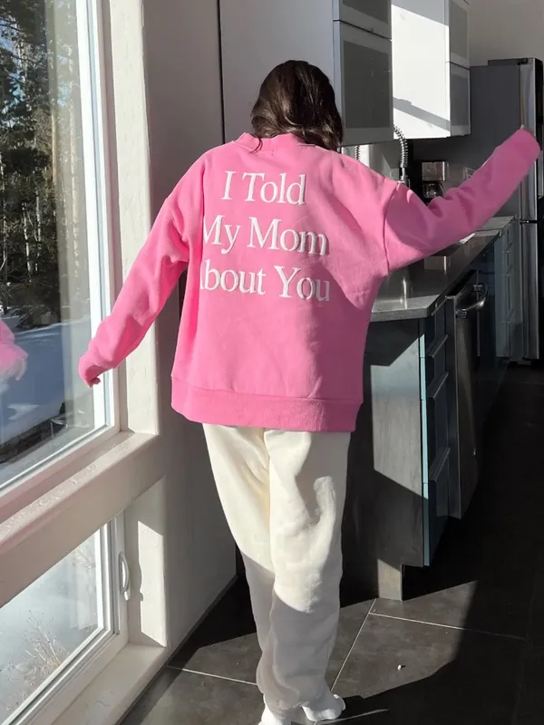Yllw The Label I Told My Mom About You Oversized Sweatshirt Pink - Image 5