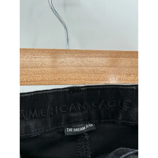 American Eagle Women 4 Short Black‎ Curvy Hi Rise Jegging Crop Button Fly Jeans - Image 5