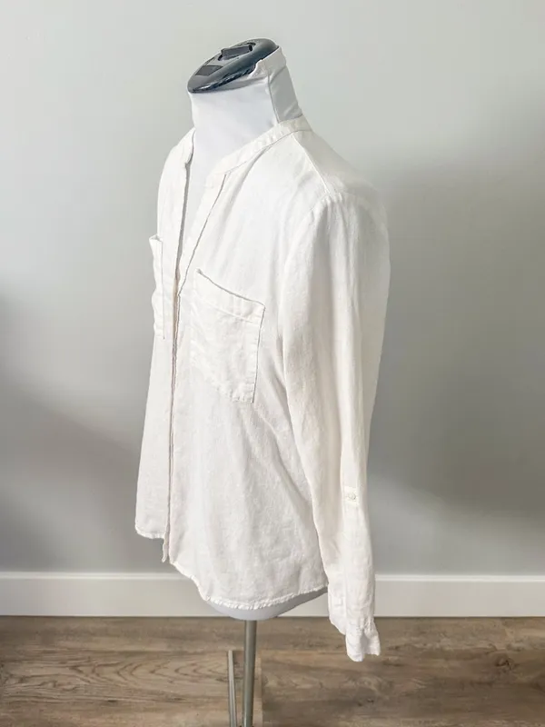 Anthropologie Calligraphie White Linen Shirt - Image 7