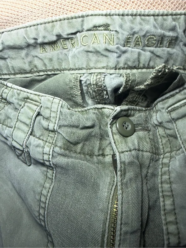 American Eagle High Rise Patchwork Lyocell Green Pants 4. - Image 4