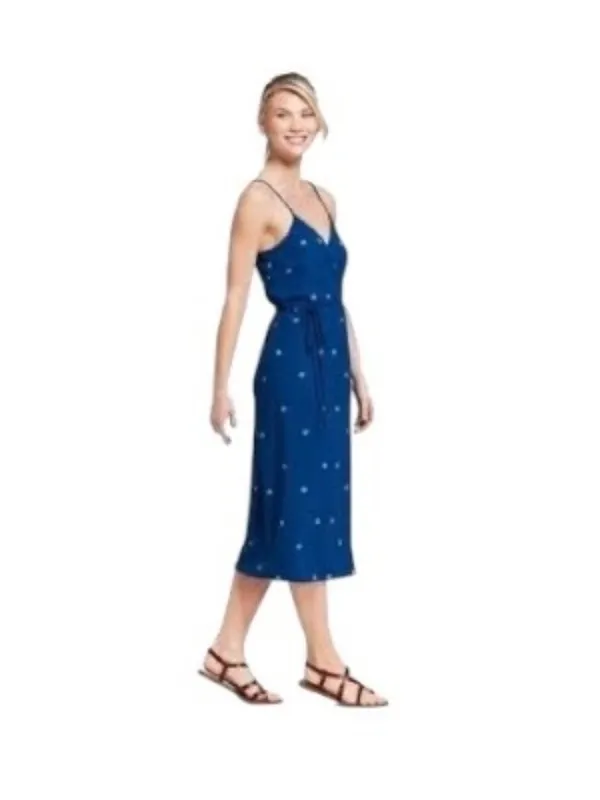 Universal Thread Midi Floral Wrap Dress Blue Size XL Vacation Beach Coastal Boho - Image 11