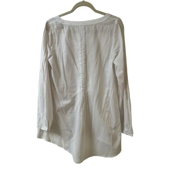 Anthropologie top by Free People pale punk blouse with lace & pleat accents sz L - Image 3