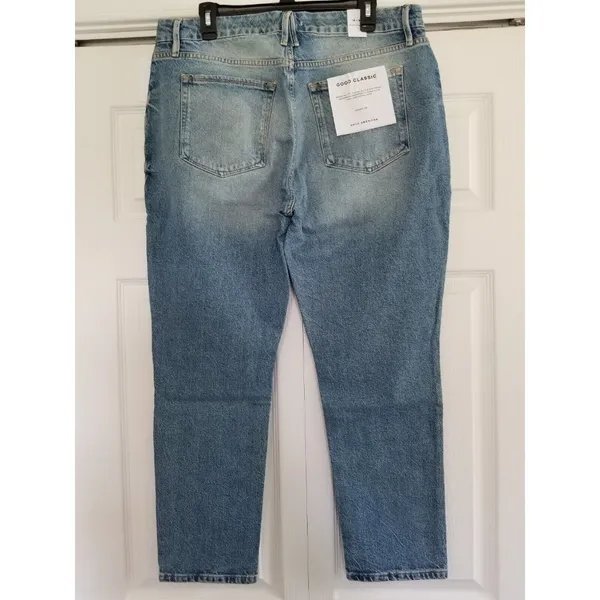Good American Good Classic Skinnyish Fit Distress Indigo Hi-Rise Jeans Sz 14/32 - Image 4
