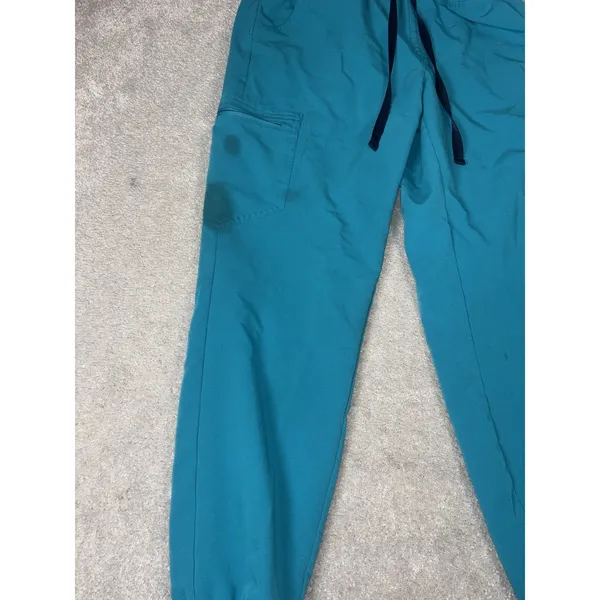 Figs Zamora Teal Blue Jogger Scrub Pants Women's Small Style Some Stains Mid Ris - Image 2