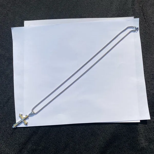 💎🩶 New Crystal Embellished Stainless Steel Two Tone Gold & Silver Edgy Crucifixion Cross Pendant Necklace 🩶💎 - Image 10