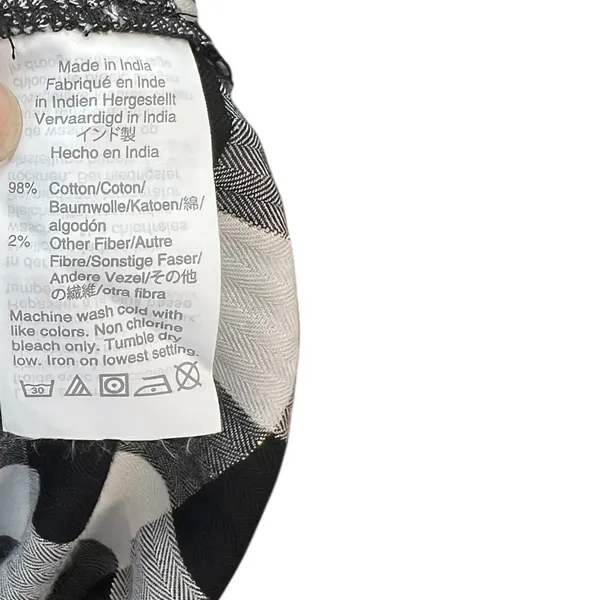 J. Crew Open Ruffle V-neck Button-up Shirt Gingham Plaid Check Black White‎ XL - Image 12