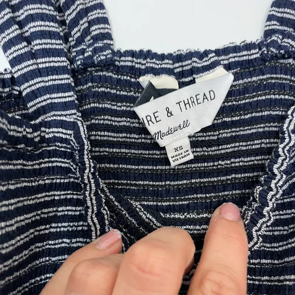 Madewell Texture & Thread Smocked Peplum Tank Top in Stripe - Image 9