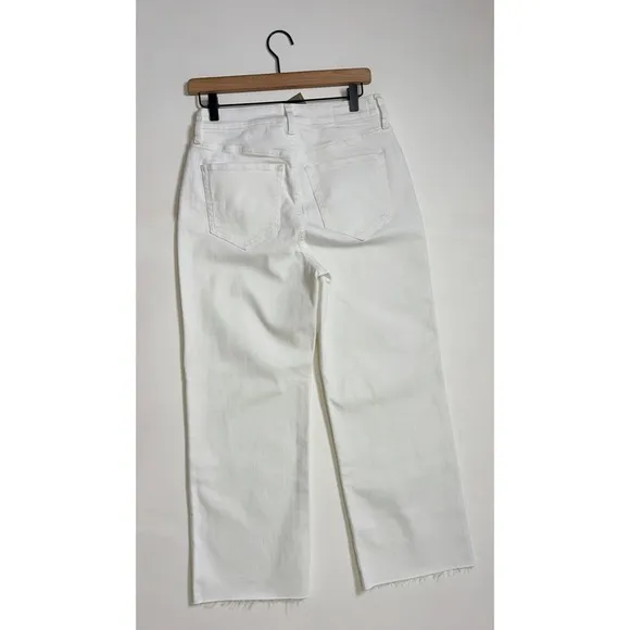 NWT!! J. CREW Curvy Slim Wide Denim Jeans Solid White Raw Hems Stretch‎ Size 27 - Image 7