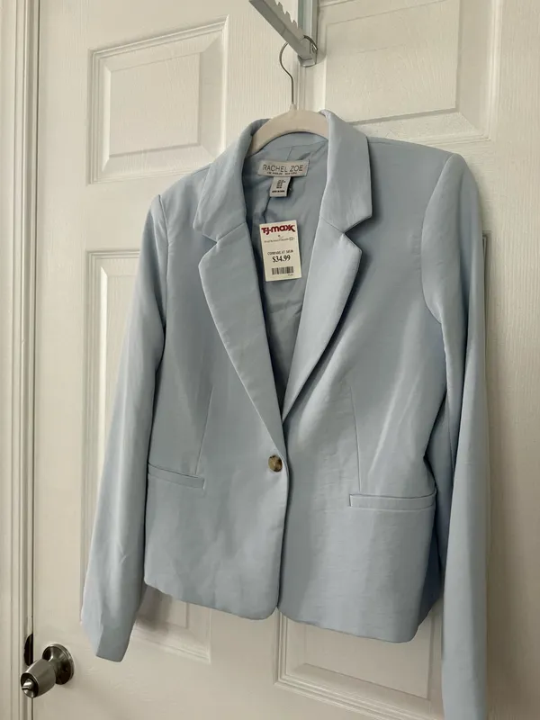Rachel Zoe Pale Blue Single-Button Tailored Blazer - Image 4