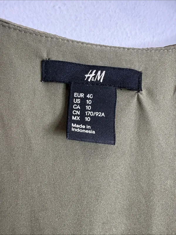 H&M olive green layered sleeveless midi dress size 10 - Image 2