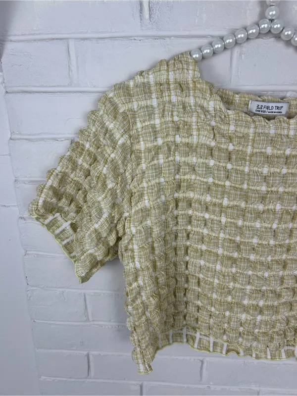 3.3 Field Trip Korean Streetwear Brand Cropped Bubble Top OSFM - Image 2