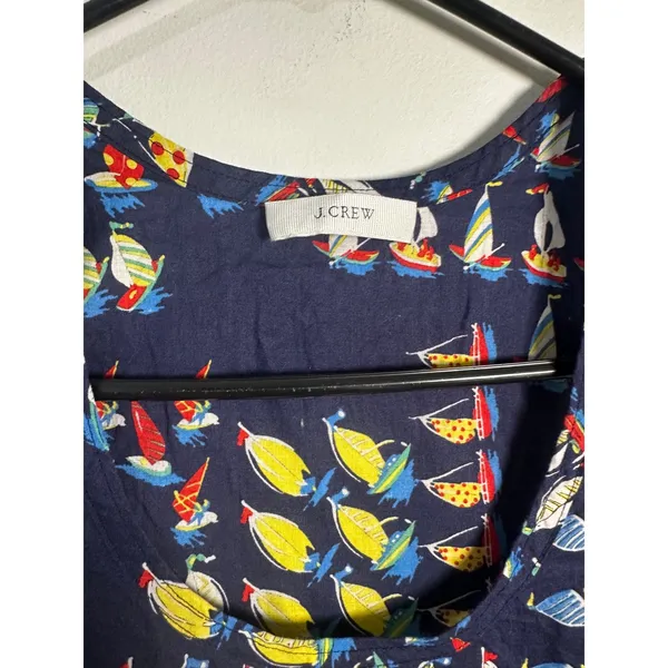 J.Crew Women Navy Blue Cotton Sailboat Regatta Ratti‎ Print Tank Top Small - Image 4