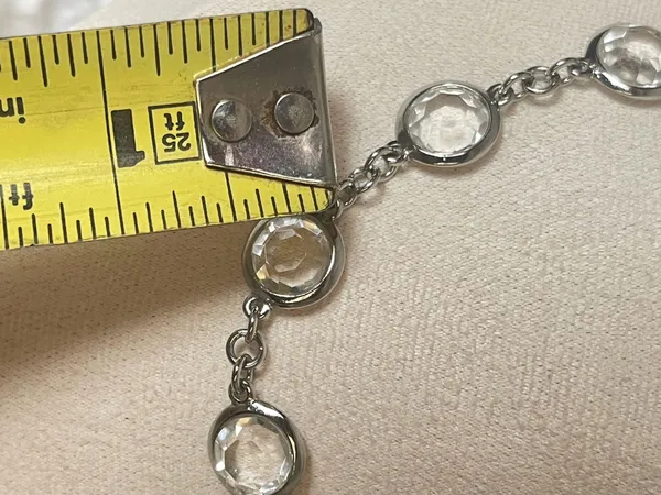 Banana Republic Silver Tone Clear Rivoli Station Necklace 28”-30” Adjustable - Image 4