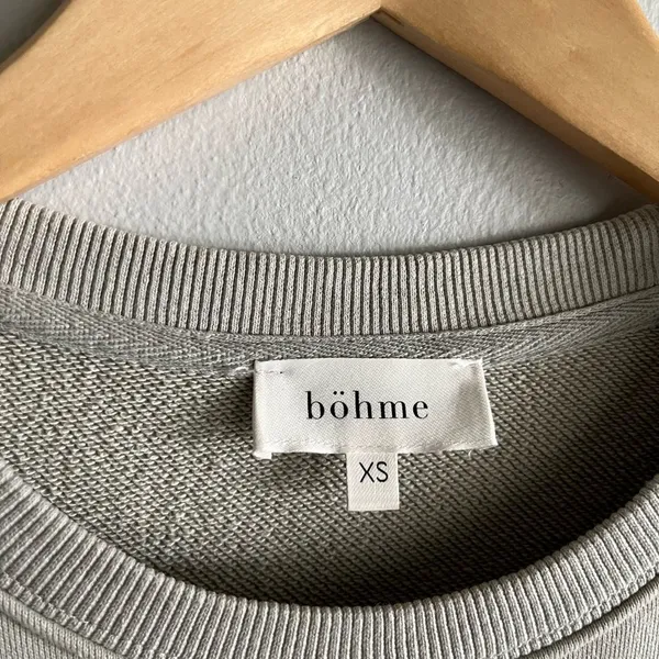 Bohme Light Green Textured Puff Shoulder Sweatshirt Cozy Neutral XS - Image 3