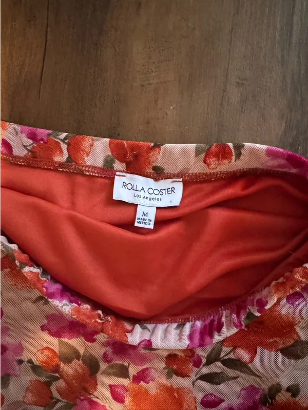 Floral Strapless Dress Pink Size M - Image 5