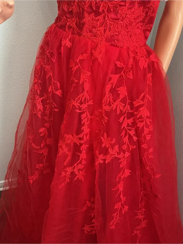 Wedding Dress VNAIX Red Lace Embroidered Tulle Ball Gown Size 6 - Image 10