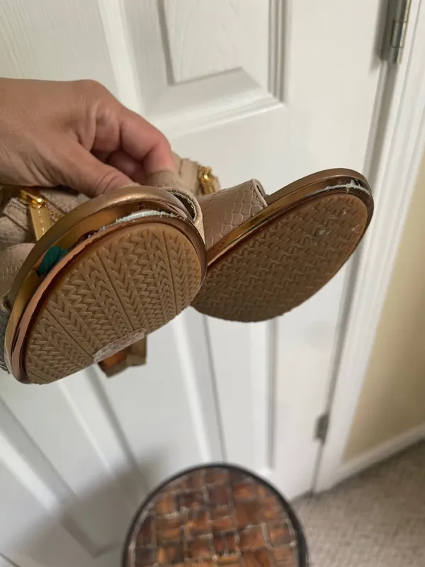 Michael Kors Taupe Preppy Quiet Luxury Textured High Heel Sandals - Image 7