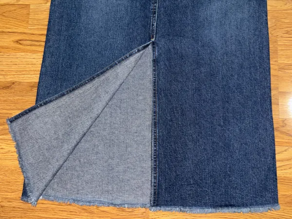 Cato Long Denim Skirt Women’s Size 6 Dark Wash Distressed Raw Hem Fringe Slit - Image 12