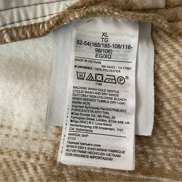 Gap Plaid Fleece Jacket Womens XL Tan Minimalist Fall Granola Western Neutral - Image 8