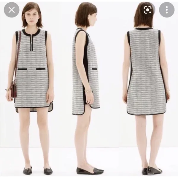 Madewell Black & White Tweed Weave Shift Dress Size 2 - Image 2