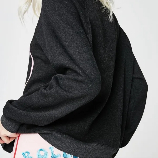 Wildfox Body By Trey Graphic Fleece Sweatshirt XS Charcoal Gray - Image 5