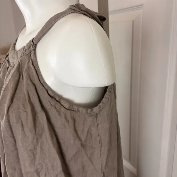New Mode SRL taupe linen halter neck shift dress *no size* - Image 4