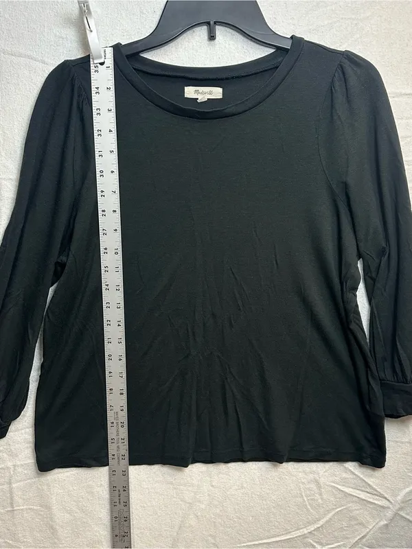 Madewell Black Puff Sleeve Top Women’s Large Alpaca Blend 3/4 Sleeve - Image 9