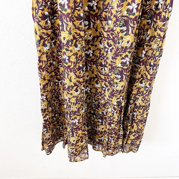 Anthropologie Othilia Aleksia Floral Boho Mustard Purple Ruffle Cottagecore Maxi Dress - Image 6