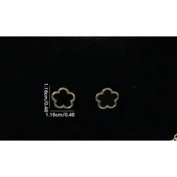 Gold Plated Black Clover Earrings Stainless Steel Floral Unisex Mens Womens - Image 5