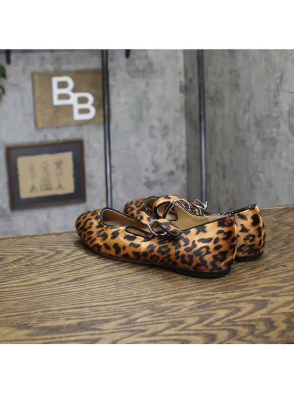 A New Day Tasmin Velvet Crisscross Strap Flats 94568227 Leopard Brown 7M - Image 2