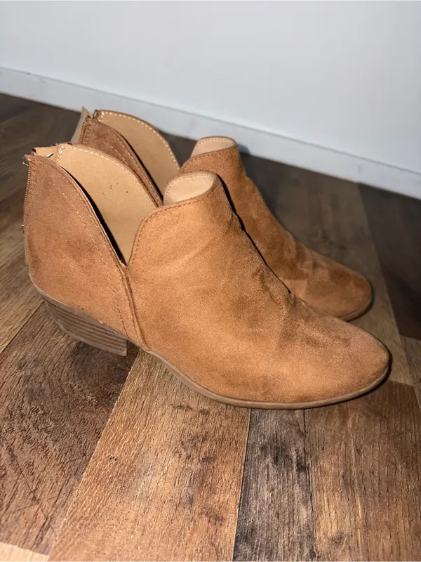 Soda Women's Suede Ankle Bootie in Tan - Image 2