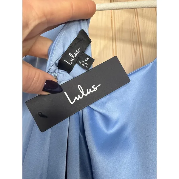 NWT Lulus Red Carpet Romance Light Blue Satin Square Neck Maxi Dress Size 1X - Image 7
