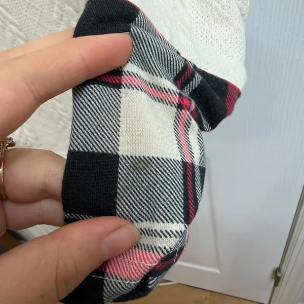 Women's cream cable knit plaid hooded long sleeve stretch soft knit‎ sweater M - Image 5