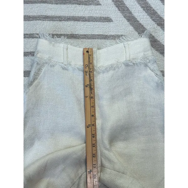 Uterqüe Women Off White Wide Leg Crop Pants Textured Raw Hem Fringe High Waist S - Image 14