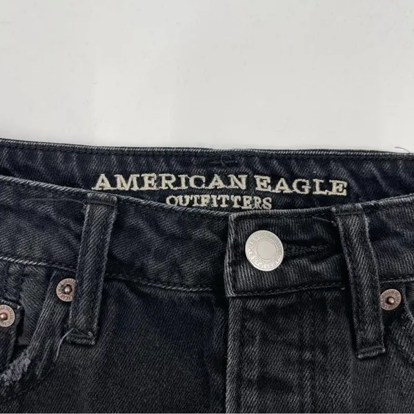 AMERICAN EAGLE Skirt Black Denim Jean Skirt Button Down Fly Mini Short Size 6 - Image 3