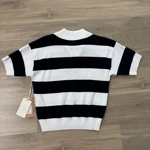 NWT Cyrus Striped Short Sleeve Sweater Top Women Size Small - Image 4