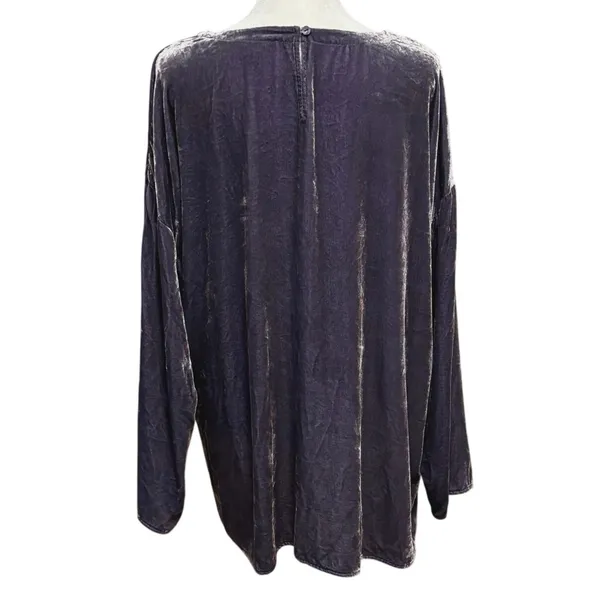 Eileen Fisher Size XL Blouse Top Purple Lavender Velvet Long Sleeves - Image 2