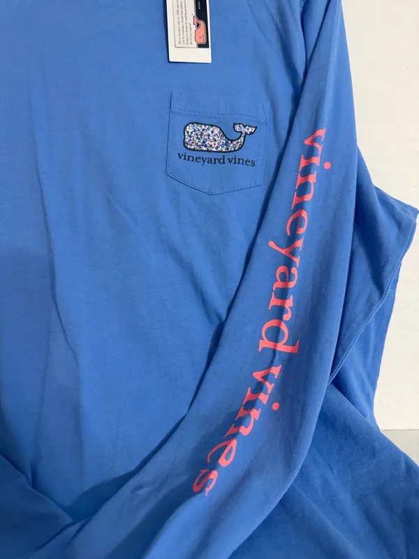 Vineyard Vines Logo Graphic Long Sleeve Light Blue T Shirt - Image 2