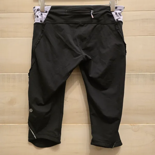 {8} Lululemon Run Fast And Free Crop Black / High Noon Dot Lilac Black Lilac - Image 4