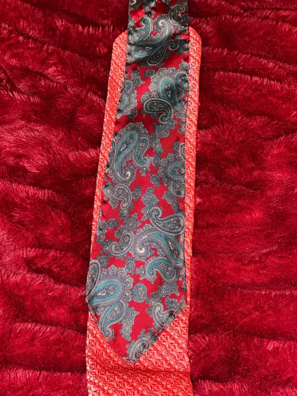 Handmade Orent Bros. Red, Blue & Gray Paisley Tie Belt One Size - Image 5