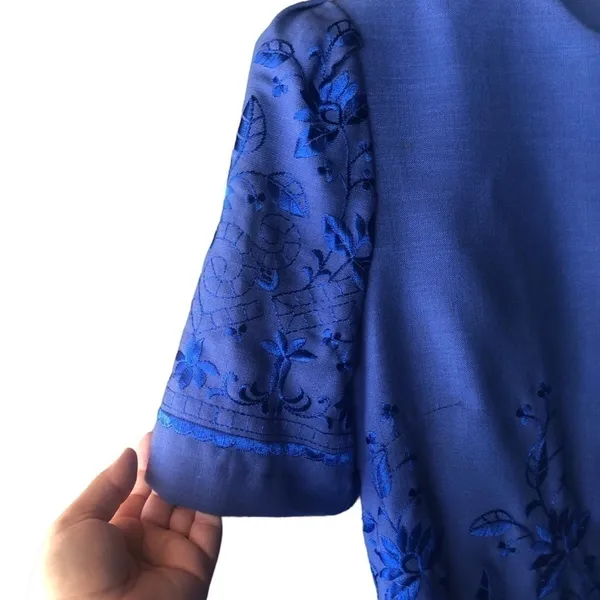 Vintage 80s -90s Chelsea LTD Royal blueblouse skirt set church dress - Image 5