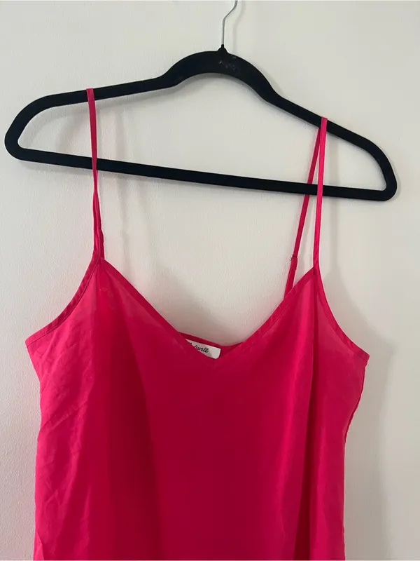 Madewell Hot Pink 100% Cotton Slip Mini Dress Medium Summer Lingerie - Image 2