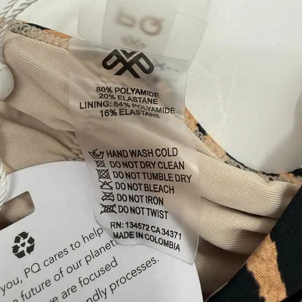 PQ Swim Bikini Bottom SZ Small NWT Cleo Link TieSide Teeny Tiger Print Gold Ring - Image 14