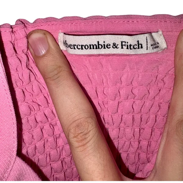 Abercrombie & Fitch Pink Smocked Corset Crop Top Cropped Tank Top Womens Size S - Image 4