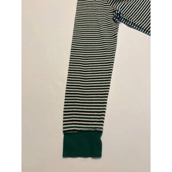 Victoria's Secret Pajama Set Women L Green Striped Thermal Lounge Sleepwear Set - Image 5