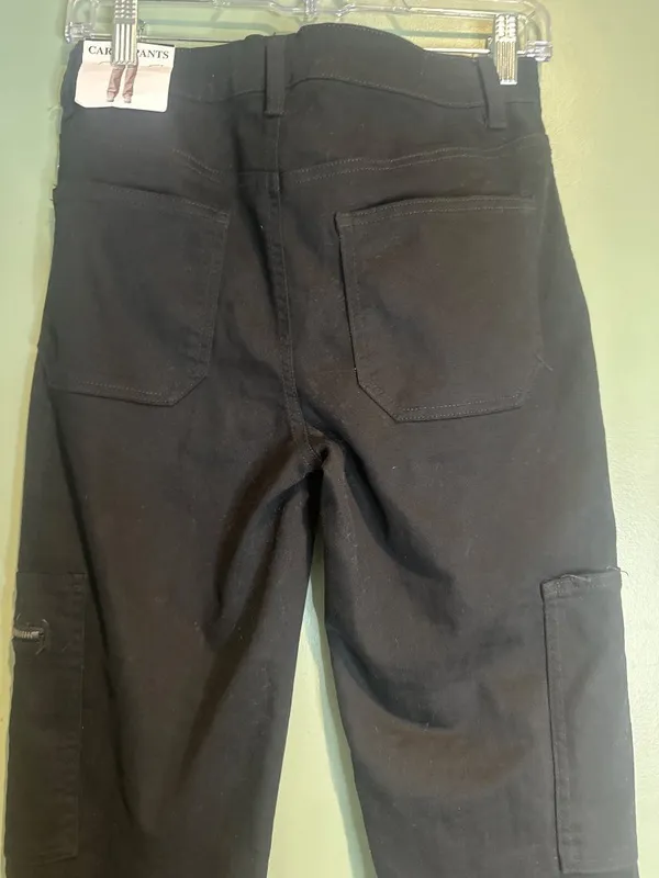 Girl Index Juniors Size 7 Black Utility Cargo Pants Stretch NWT Back to School - Image 6
