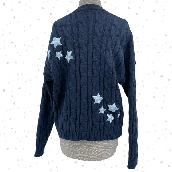 Taylor Swift Cardigan Midnights Album Navy Blue Stars Cozy Sweater Size M / L - Image 2
