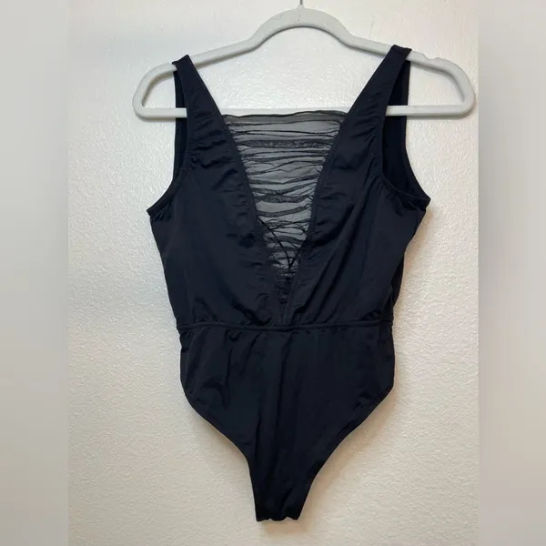 Victoria's Secret Black Mesh Detail Open Back Bodysuit Size S‎ - Image 4